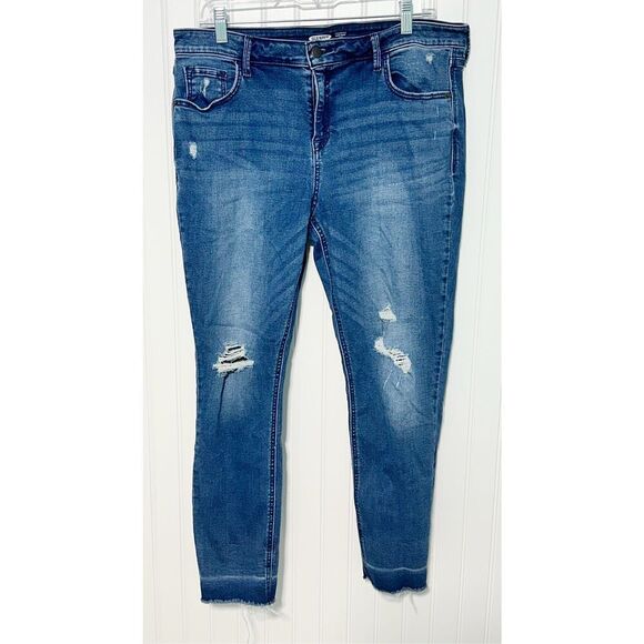 Old Navy Women's Denim Distressed Super Skinny Ankle Jeans Dark Blue Size 14‎ - Picture 8 of 8